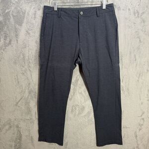 Linksoul Pants Mens 33x27‎ Gray/Blue Flat Front Stretch Golf Performance